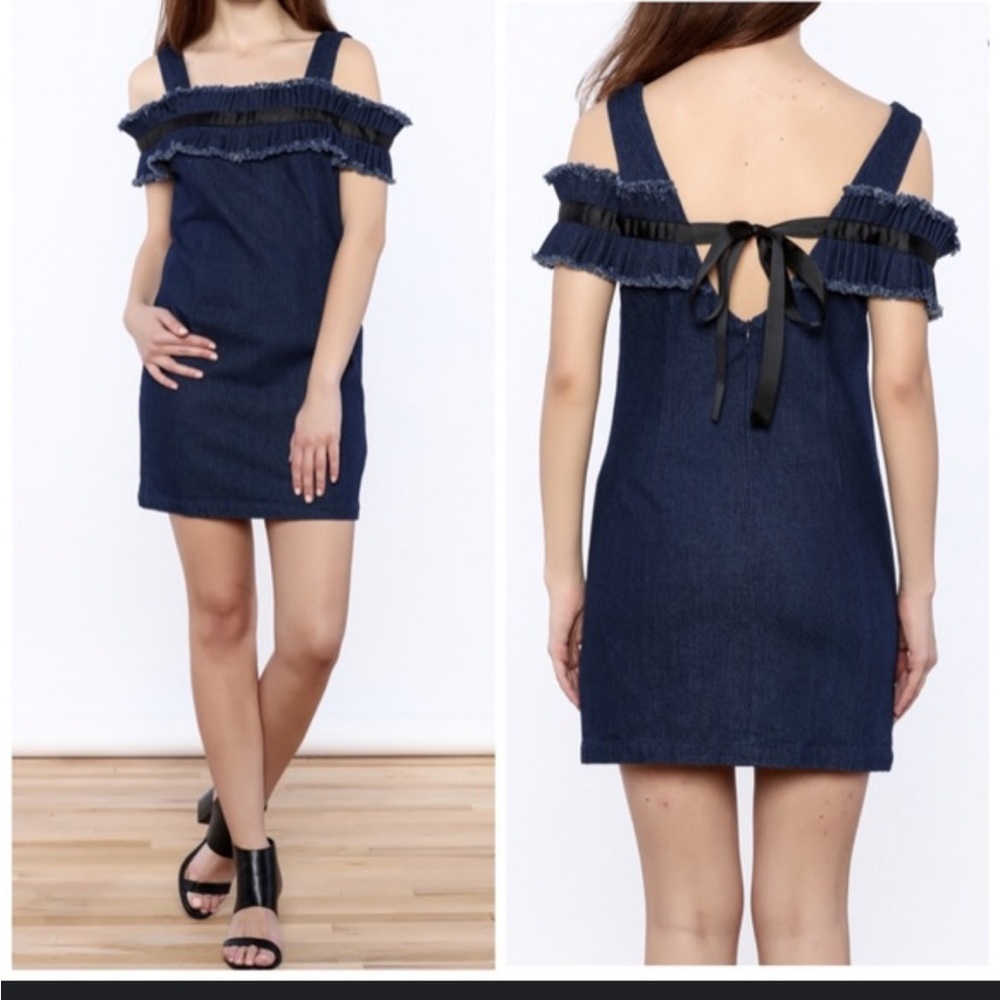 After Market Denim off the Shoulder Dress Size S